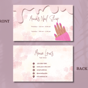 Nail Tech Business Cards, Premade Business Card Template